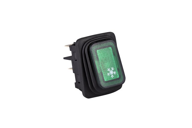 30*22mm Black Body 2NO with Illumination with Terminal (Snow) Sign Marked Green A54 Series Rocker Switch